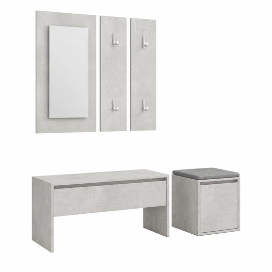 Flurmöbel-Set – aus Holzwerkstoff, Betongrau, für Flur