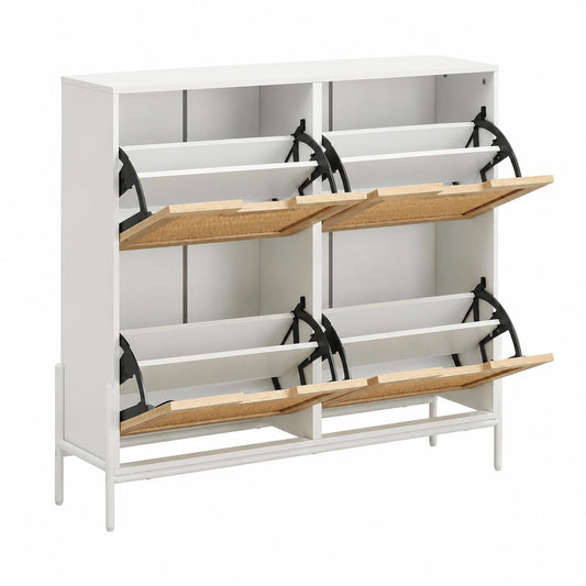 Schuhschrank – 100 × 24 × 88 cm, mit Ablagen, aus Eichenholz